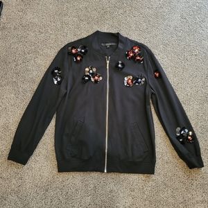 Guess Black Blazer with Floral Sequin Design